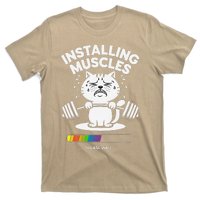 Installing Muscles Please Wait Cat Workout Gym Fitness T-Shirt