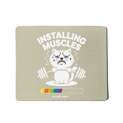 Installing Muscles Please Wait Cat Workout Gym Fitness Mousepad