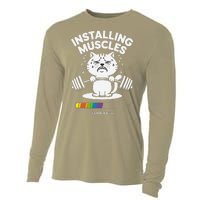 Installing Muscles Please Wait Cat Workout Gym Fitness Cooling Performance Long Sleeve Crew