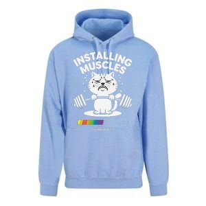 Installing Muscles Please Wait Cat Workout Gym Fitness Unisex Surf Hoodie