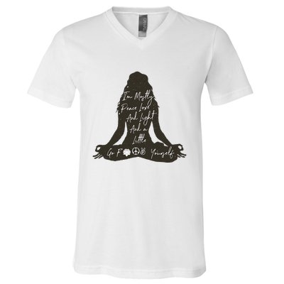 Im Mostly Peace Love And Light And A Little Go Yoga V-Neck T-Shirt