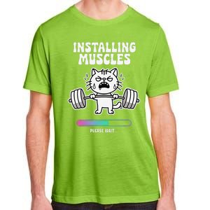 Installing Muscles Please Wait Cat Workout Gym Fitness Adult ChromaSoft Performance T-Shirt