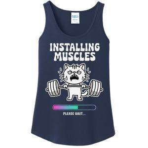 Installing Muscles Please Wait Cat Workout Gym Fitness Ladies Essential Tank