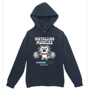 Installing Muscles Please Wait Cat Workout Gym Fitness Urban Pullover Hoodie