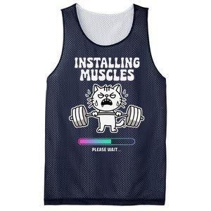 Installing Muscles Please Wait Cat Workout Gym Fitness Mesh Reversible Basketball Jersey Tank