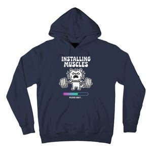 Installing Muscles Please Wait Cat Workout Gym Fitness Tall Hoodie