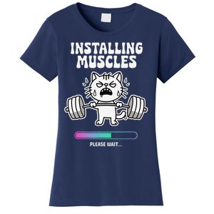 Installing Muscles Please Wait Cat Workout Gym Fitness Women's T-Shirt