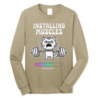 Installing Muscles Please Wait Cat Workout Gym Fitness Long Sleeve Shirt