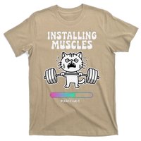 Installing Muscles Please Wait Cat Workout Gym Fitness T-Shirt