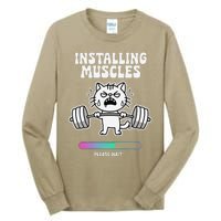 Installing Muscles Please Wait Cat Workout Gym Fitness Tall Long Sleeve T-Shirt