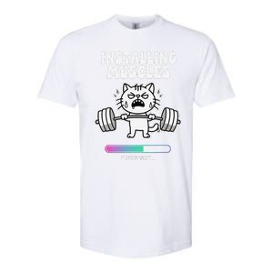 Installing Muscles Please Wait Cat Workout Gym Fitness Softstyle CVC T-Shirt