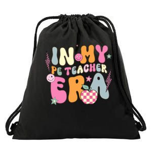 In My Pe Teacher Era Physical Education Teacher Groovy Drawstring Bag