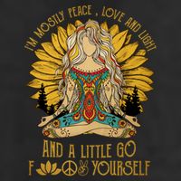I'm Mostly Peace Love And Light And Little Go F Yourself Gift 7 Panel Mesh Trucker Snapback Hat