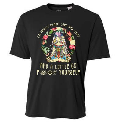 Im Mostly Peace Love And Light And A Little Go Yoga Flower Cooling Performance Crew T-Shirt