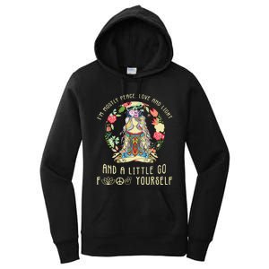 Im Mostly Peace Love And Light And A Little Go Yoga Flower Women's Pullover Hoodie