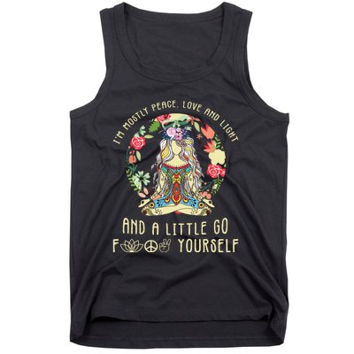 Im Mostly Peace Love And Light And A Little Go Yoga Flower Tank Top