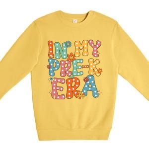 In My Prek Preschool Era Groovy Back To School Teacher Premium Crewneck Sweatshirt