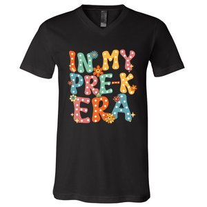 In My Prek Preschool Era Groovy Back To School Teacher V-Neck T-Shirt