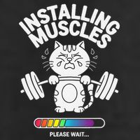 Installing Muscles Please Wait Cat Workout Gym Fitness Cool Comfort Performance Bucket Hat