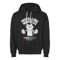 Installing Muscles Please Wait Cat Workout Gym Fitness Garment-Dyed Fleece Hoodie