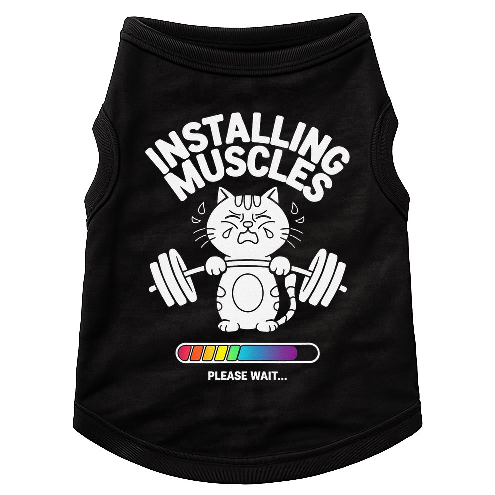 Installing Muscles Please Wait Cat Workout Gym Fitness Doggie Tank