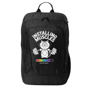 Installing Muscles Please Wait Cat Workout Gym Fitness City Backpack