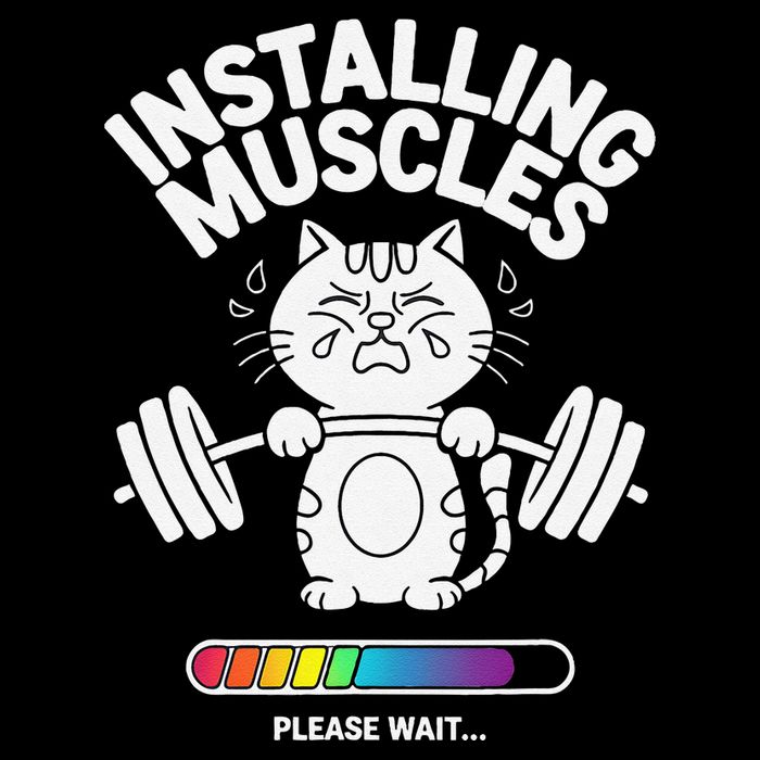 Installing Muscles Please Wait Cat Workout Gym Fitness City Backpack