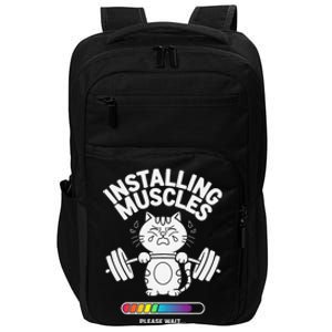 Installing Muscles Please Wait Cat Workout Gym Fitness Impact Tech Backpack