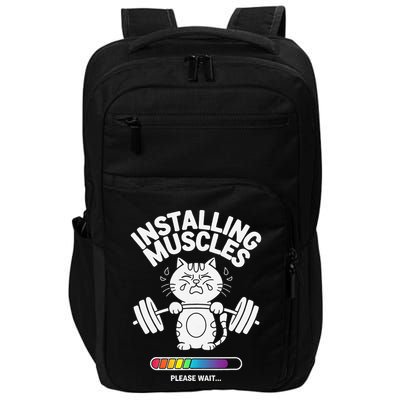 Installing Muscles Please Wait Cat Workout Gym Fitness Impact Tech Backpack