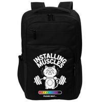 Installing Muscles Please Wait Cat Workout Gym Fitness Impact Tech Backpack