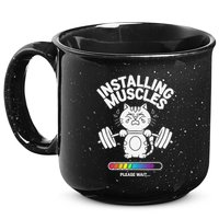 Installing Muscles Please Wait Cat Workout Gym Fitness 15oz Campfire Ceramic Mug