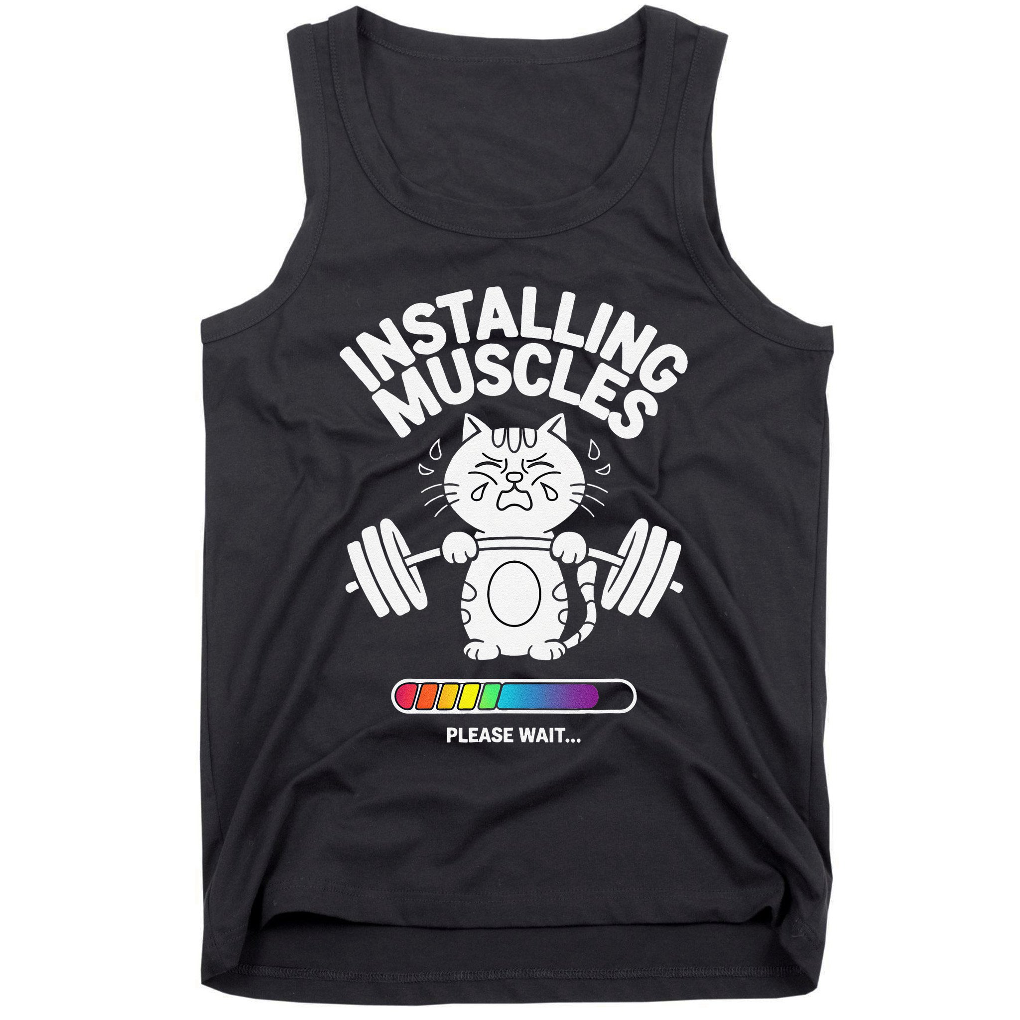 Installing Muscles Please Wait Cat Workout Gym Fitness Tank Top