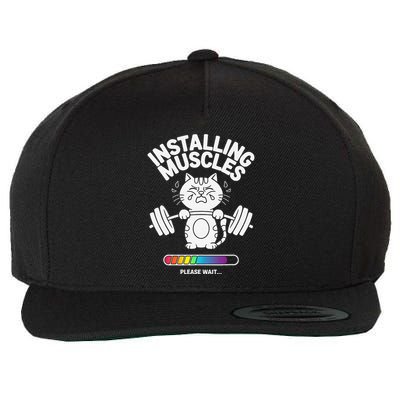 Installing Muscles Please Wait Cat Workout Gym Fitness Wool Snapback Cap