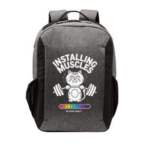 Installing Muscles Please Wait Cat Workout Gym Fitness Vector Backpack