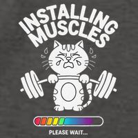 Installing Muscles Please Wait Cat Workout Gym Fitness Vector Backpack