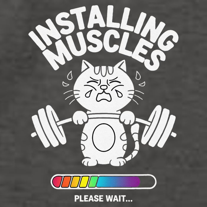 Installing Muscles Please Wait Cat Workout Gym Fitness Vector Backpack