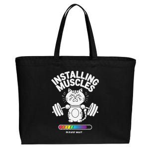 Installing Muscles Please Wait Cat Workout Gym Fitness Cotton Canvas Jumbo Tote