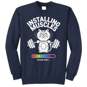 Installing Muscles Please Wait Cat Workout Gym Fitness Sweatshirt