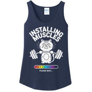 Installing Muscles Please Wait Cat Workout Gym Fitness Ladies Essential Tank