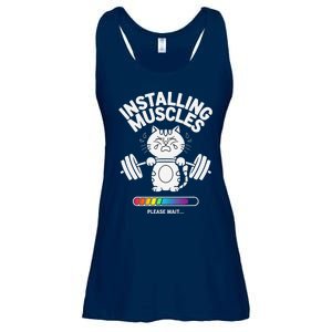 Installing Muscles Please Wait Cat Workout Gym Fitness Ladies Essential Flowy Tank