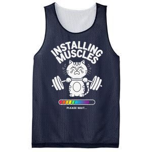 Installing Muscles Please Wait Cat Workout Gym Fitness Mesh Reversible Basketball Jersey Tank