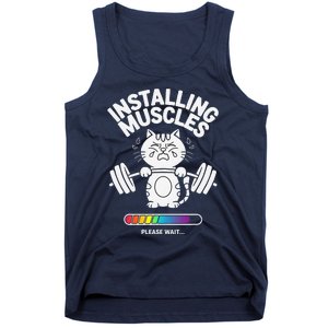 Installing Muscles Please Wait Cat Workout Gym Fitness Tank Top