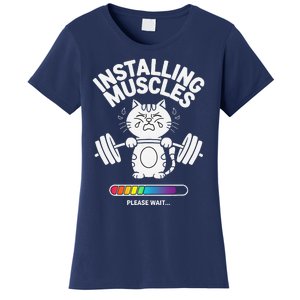 Installing Muscles Please Wait Cat Workout Gym Fitness Women's T-Shirt