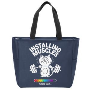 Installing Muscles Please Wait Cat Workout Gym Fitness Zip Tote Bag