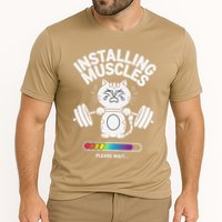 Installing Muscles Please Wait Cat Workout Gym Fitness Performance Shirt