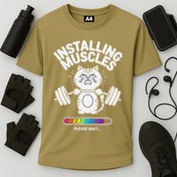 Installing Muscles Please Wait Cat Workout Gym Fitness Performance Shirt
