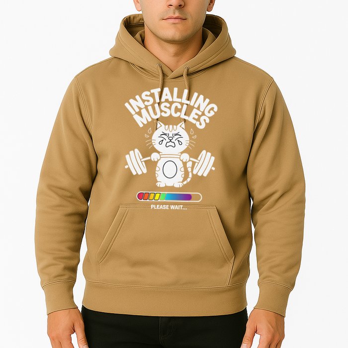 Installing Muscles Please Wait Cat Workout Gym Fitness Hoodie