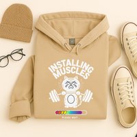 Installing Muscles Please Wait Cat Workout Gym Fitness Hoodie
