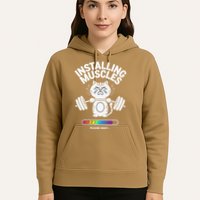 Installing Muscles Please Wait Cat Workout Gym Fitness Hoodie