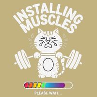 Installing Muscles Please Wait Cat Workout Gym Fitness Hoodie
